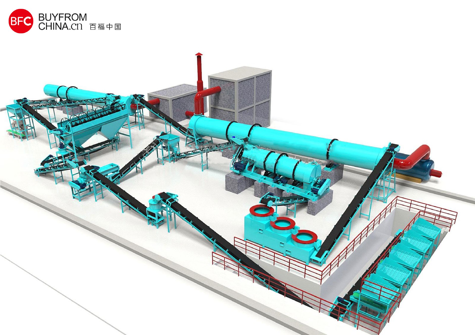 One of the chicken manure organic fertilizer granulation production lines